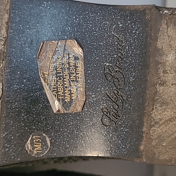 Lucky Brand Vintage Y2K Black Gray Leather Suede Mules Peace Wings Retro Wmns 7 - Picture 12 of 16